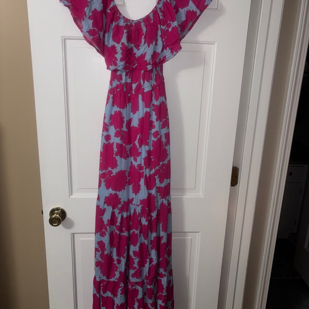 Flying Tomato  Pink and Blue Maxi Dress